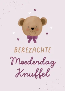 Moederdagkaartje beren knuffel illustratie hartjes