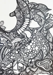 Mooie wenskaart met fineline tekening