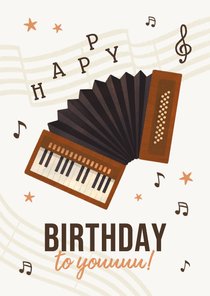 Muzikale verjaardagskaart accordeon muziek happy birthday