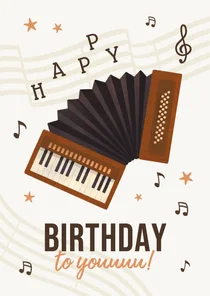 Muzikale verjaardagskaart accordeon muziek happy birthday