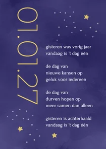 Nieuwjaar Vandaag is het dag één