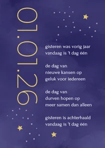 Nieuwjaar Vandaag is het dag één