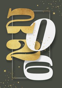 Nieuwjaarskaart 2026 goud sterretjes spetters