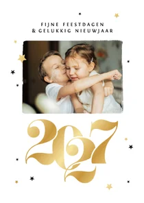 Nieuwjaarskaart 2027 goud sterren foto