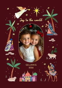 Nieuwjaarskaart drie koningen ster en engel