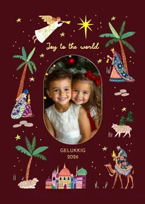 Nieuwjaarskaart drie koningen ster en engel