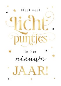 Nieuwjaarskaart goud lichtpuntjes in het nieuwe jaar sterren