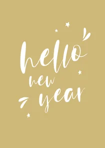 Nieuwjaarskaart handlettering hello new year