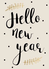 Nieuwjaarskaart Hello New year