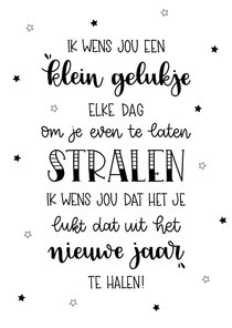 Nieuwjaarskaart 'Ik wens jou een klein gelukje elke dag'