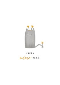 Nieuwjaarskaart kat happy meow year