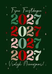 Nieuwjaarskaart kleurrijk typografie grote jaartallen