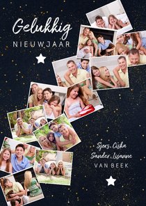 Nieuwjaarskaart met 12 foto's collage van het jaar