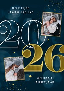 Nieuwjaarskaart met 2026 foto's en sterren