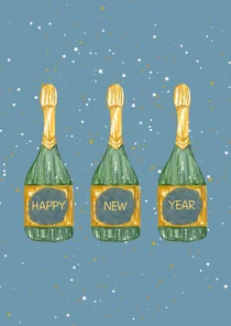 Nieuwjaarskaart met champagne Vrienden GHZ