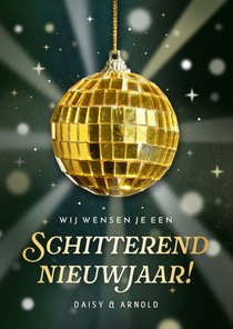 Nieuwjaarskaart met discobol schitterend nieuwjaar