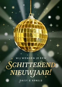 Nieuwjaarskaart met discobol schitterend nieuwjaar