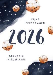 Nieuwjaarskaart oliebol 2026 sterren 