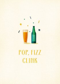 Nieuwjaarskaart pop, fizz clink simpel