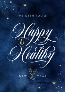 Nieuwjaarskaart stijlvol happy and healthy 2027 corona