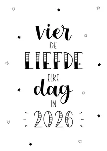 Nieuwjaarskaart vier de liefde elke dag in 2026