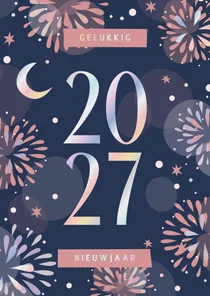 Nieuwjaarskaart vuurwerk holografisch 2027