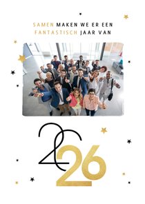 Nieuwjaarskaart zakelijk sterren 2026 grafisch modern