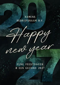 Nieuwjaarskaartje 2027 groen blauw happy new year