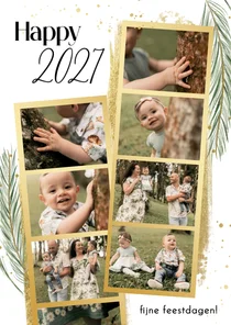 Nieuwjaarskaartje gouden fotostrip happy 2027 takjes