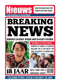 Nieuws tijdschrift uitnodiging 18 jaar