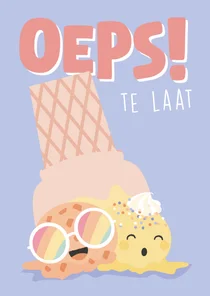 'Oeps te laat' verjaardagskaart met illustratie