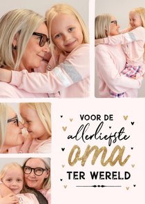 Oma kaart liefste oma ter wereld hartjes goud fotocollage