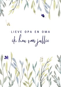 Opa en oma kaart twijgjes