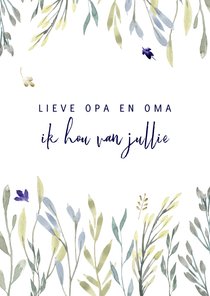 Opa en oma kaart twijgjes