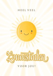 Opbeurende beterschapskaart met zon en zonnestralen