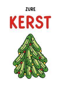 Originele kerstkaart met een augurken kerstboom