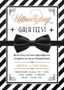 Originele uitnodiging gala feest met vlinderstrikje smoking