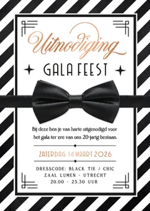 Originele uitnodiging gala feest met vlinderstrikje smoking