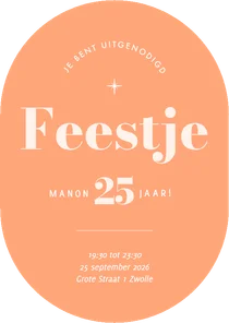Originele uitnodigingen feestje modern oranje in ovaal