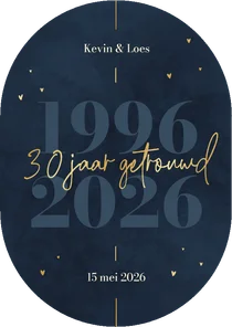 Ovale donkerblauwe jubileumkaart