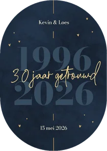 Ovale donkerblauwe jubileumkaart 