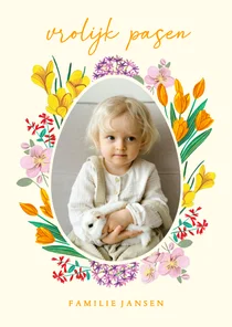 Paaskaart lente bloemen met foto