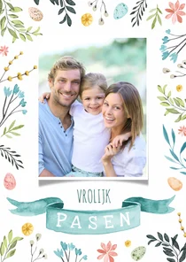 Paaskaart lente vrolijk eieren foto vaandel waterverf 