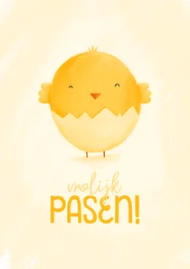 Paaskaart vrolijk pasen met lief kuikentje