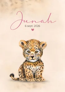 Geboortekaartje panter welpje met hartjes