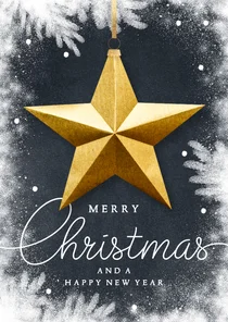 Prachtige kerstkaart gouden ster op zwart krijtbord