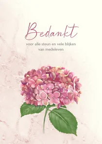 Rouw-bedankkaart hortensia roze