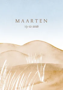 Rouwkaart aquarel duinlandschap met wit helmgras