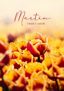 Rouwkaart man met tulpenveld 