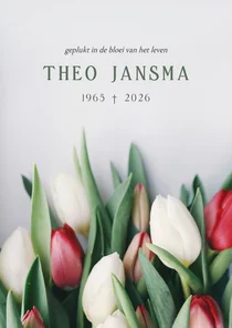 Rouwkaart met foto van bos tulpen